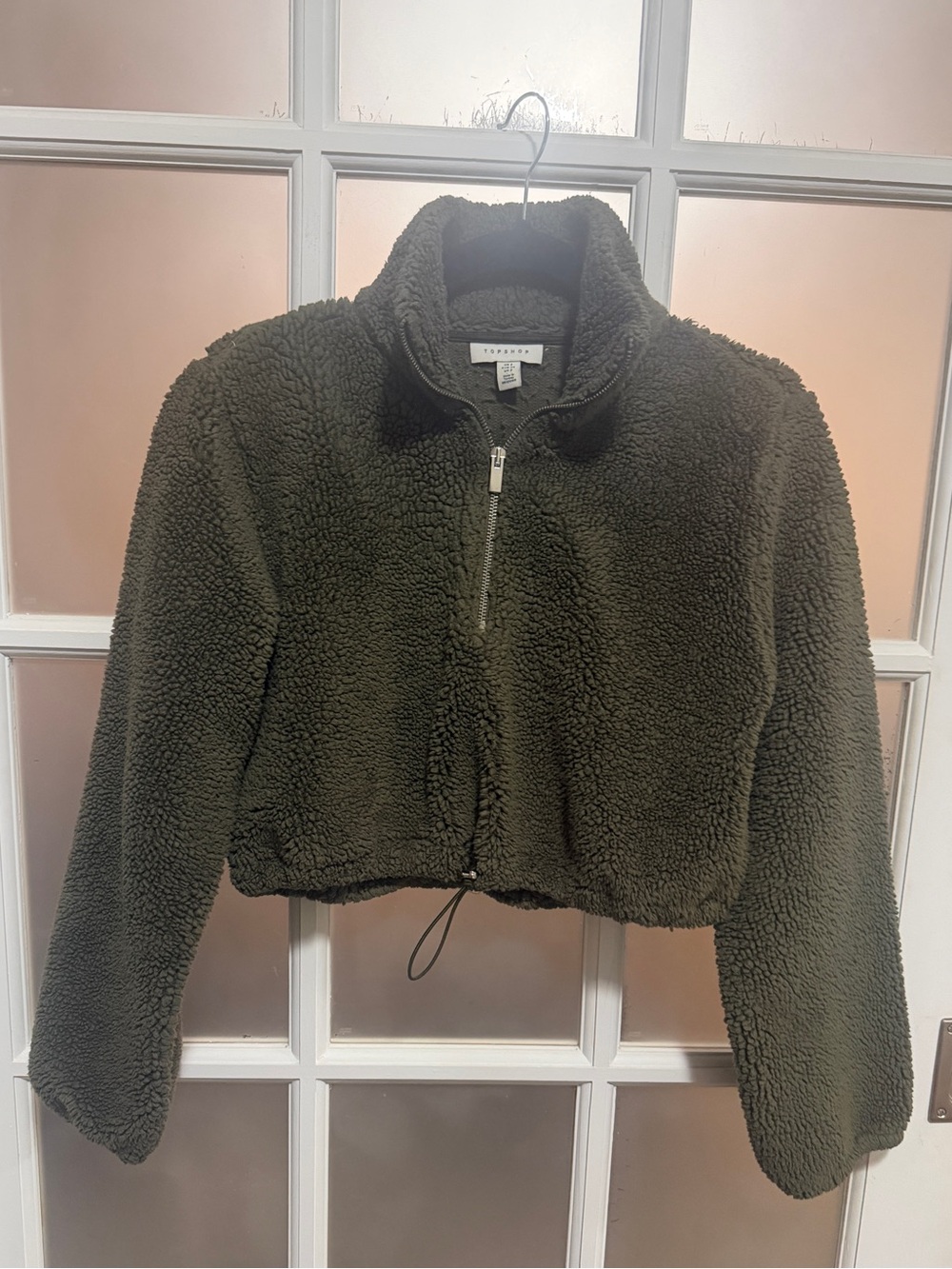 Topshop green fleece zip up jacket